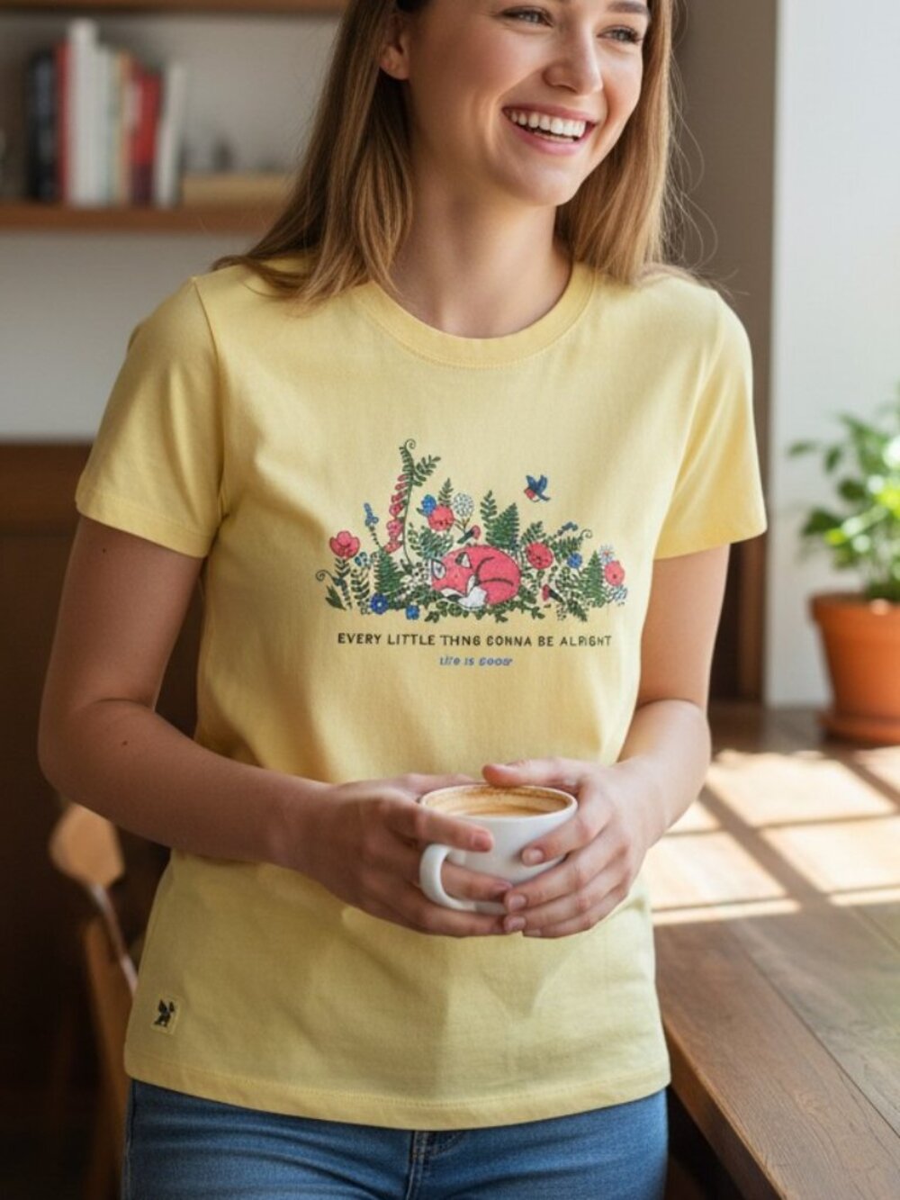 Life is Good Fox among the Wildflowers W's Crusher Crew Tee Shirt